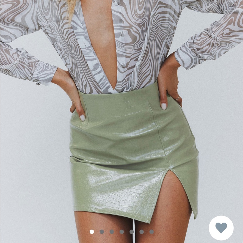 Princess Polly Green Leather Skirt